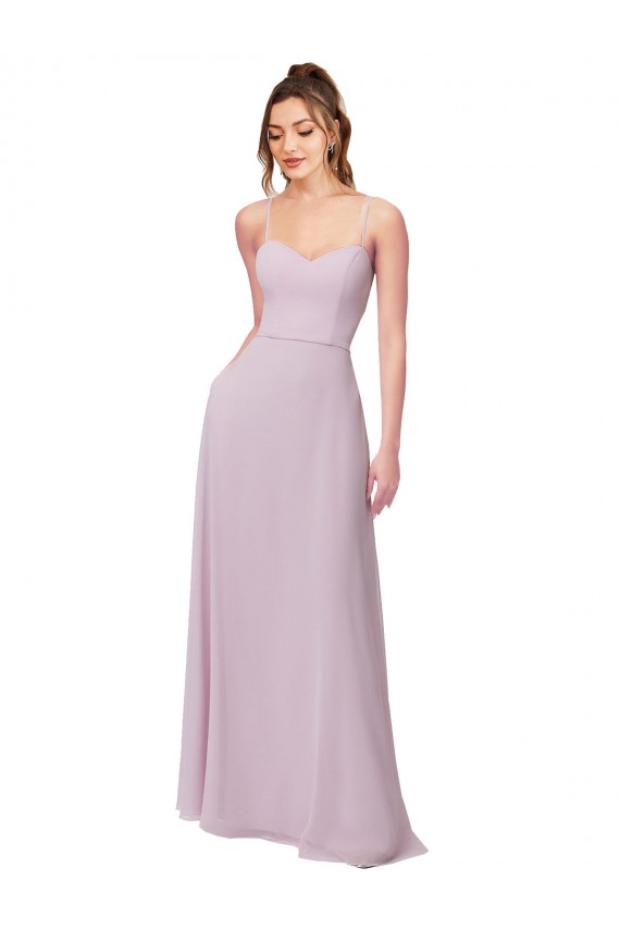 Lueur rose Trapèze Mousseline Longue Robes demoiselle d'honneur à Bas Prix