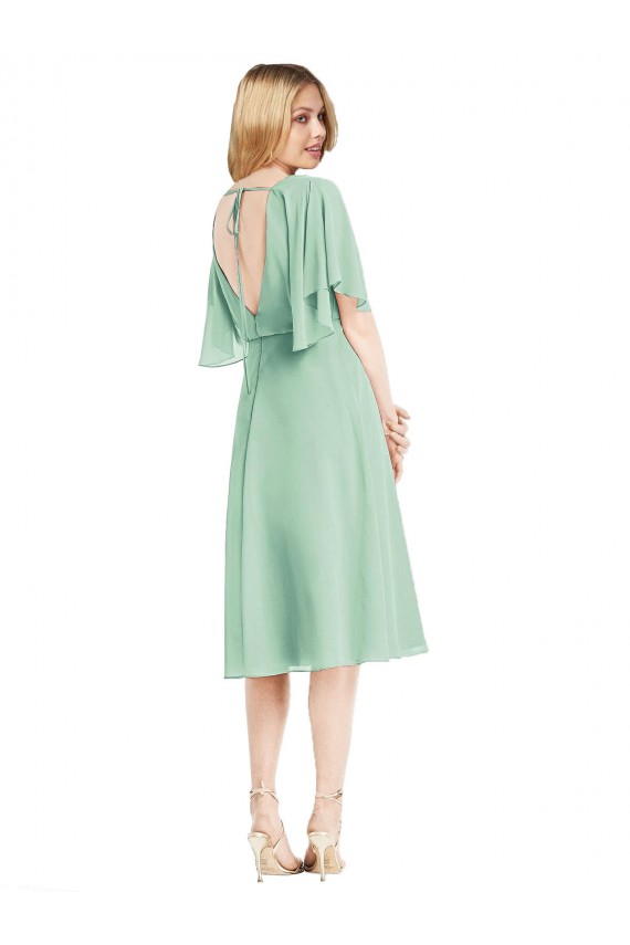 Menthe verte Trapèze Mousseline Courte Robes demoiselle d'honneur à Bas Prix