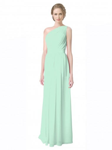 Menthe verte Trapèze Mousseline Longue Robes demoiselle d'honneur à Bas Prix