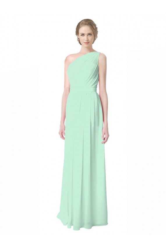 Menthe verte Trapèze Mousseline Longue Robes demoiselle d'honneur à Bas Prix