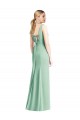 Menthe verte Trompette Col V Mousseline Longue Robes demoiselle d'honneur à Bas Prix