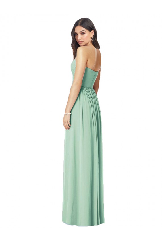 Menthe verte Trompette Sans bretelle Mousseline Longue Robes demoiselle d'honneur à Bas Prix