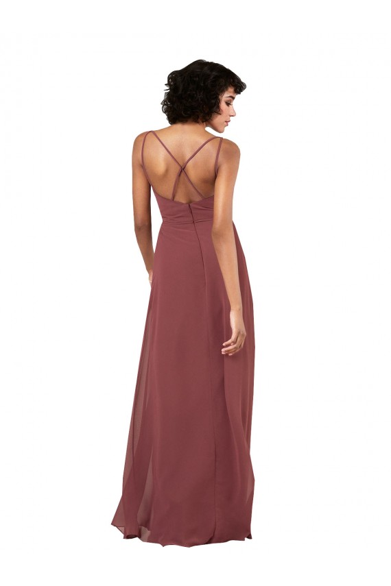 Noir Colonne Col V Mousseline Longue Formelles Robes demoiselle d'honneur / Robes de soirée à Bas Prix