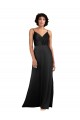 Noir Colonne Col V Satiné Soyeux Longue Asymétrique Formelles Robes demoiselle d'honneur / Robes de soirée / Robes de bal à Bas Prix