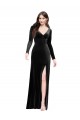 Noir Colonne Col V Velours Stretch Longue Formelles Robes demoiselle d'honneur / Robes de soirée / Robes de bal à Bas Prix