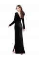 Noir Colonne Col V Velours Stretch Longue Formelles Robes demoiselle d'honneur / Robes de soirée / Robes de bal à Bas Prix