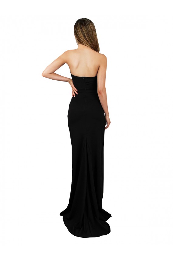 Noir Colonne Sans bretelle Col Haut Crêpe Stretch Longue Formelles Robes demoiselle d'honneur / Robes de soirée / Robes de bal à Bas Prix