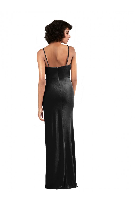 Noir Colonne Velours Stretch Longue Formelles Robes demoiselle d'honneur / Robes de soirée / Robes de bal à Bas Prix