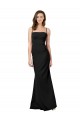 Noir Fourreau Bretelles spaghetti Col Carré Crêpe Stretch Longue Formelles Robes demoiselle d'honneur / Robes de soirée / Robes de bal à Bas Prix