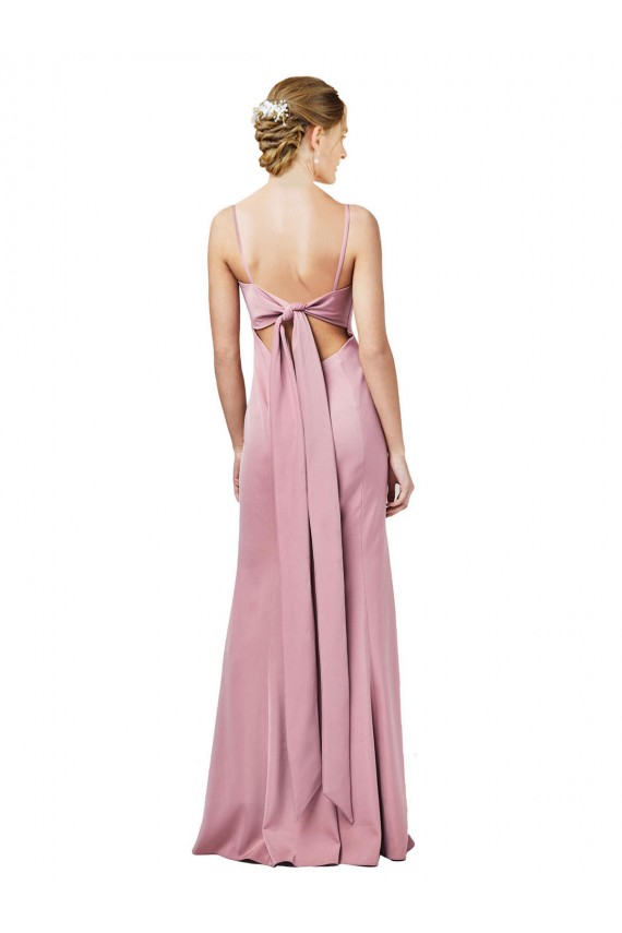 Noir Fourreau Bretelles spaghetti Col Carré Crêpe Stretch Longue Formelles Robes demoiselle d'honneur / Robes de soirée / Robes de bal à Bas Prix