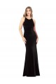 Noir Fourreau Bretelles spaghetti Col bijou Velours Stretch Longue Formelles Robes demoiselle d'honneur / Robes de soirée / Robes de bal à Bas Prix