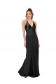 Noir Fourreau Col V Satiné Soyeux Longue Formelles Robes demoiselle d'honneur / Robes de soirée / Robes de bal à Bas Prix