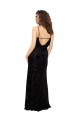 Noir Fourreau Col V Velours Floral Velours Stretch Longue Robes demoiselle d'honneur à Bas Prix