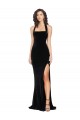 Noir Fourreau Licou Col Haut Velours Stretch Longue Robes demoiselle d'honneur / Robes de bal à Bas Prix