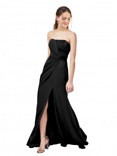 Noir Fourreau Sans bretelle Crêpe Stretch Longue Formelles Robes demoiselle d'honneur / Robes de soirée / Robes de bal à Bas Prix