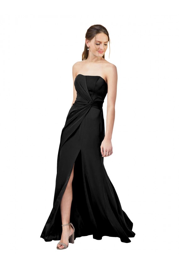 Noir Fourreau Sans bretelle Crêpe Stretch Longue Formelles Robes demoiselle d'honneur / Robes de soirée / Robes de bal à Bas Prix