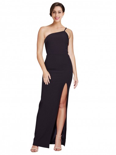 Noir Fourreau Sans bretelle Crêpe Stretch Longue Formelles Robes demoiselle d'honneur / Robes de soirée / Robes de bal à Bas Prix