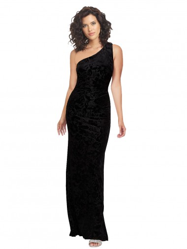 Noir Fourreau Velours Floral Velours Stretch Longue Robes demoiselle d'honneur à Bas Prix