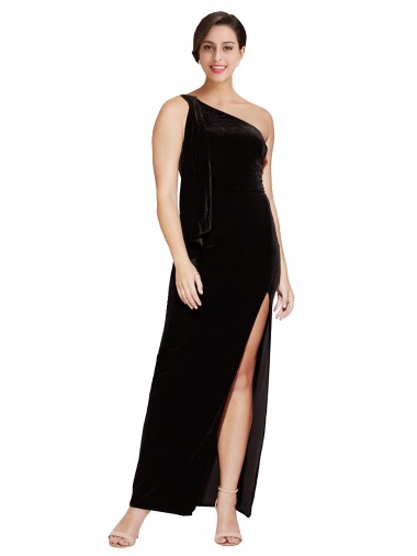 Noir Fourreau Velours Stretch Longue Formelles Robes demoiselle d'honneur / Robes de soirée / Robes de bal à Bas Prix