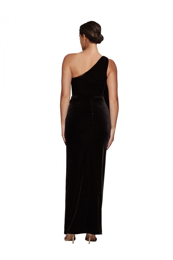 Noir Fourreau Velours Stretch Longue Formelles Robes demoiselle d'honneur / Robes de soirée / Robes de bal à Bas Prix