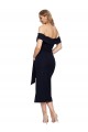 Noir Fourreau Épaule Dénudée Col Carré midi Crêpe Stretch Courte Robes demoiselle d'honneur / Robes de soirée / Robes de cocktail à Bas Prix