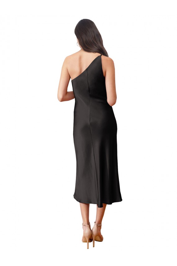Noir Fourreau midi Satiné Stretch Courte Robes demoiselle d'honneur / Robes de soirée / Robes de cocktail à Bas Prix