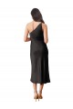 Noir Fourreau midi Satiné Stretch Courte Robes demoiselle d'honneur / Robes de soirée / Robes de cocktail à Bas Prix