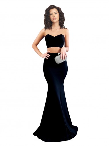 Noir Sirène Col Haut Crêpe Stretch Longue Formelles Robes demoiselle d'honneur / Robes de soirée / Robes de bal à Bas Prix