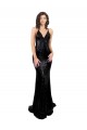Noir Sirène Col V Paillette Longue Formelles Robes demoiselle d'honneur / Robes de soirée / Robes de bal à Bas Prix