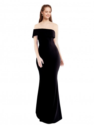 Noir Sirène Crêpe Stretch Longue Formelles Robes demoiselle d'honneur / Robes de soirée / Robes de bal à Bas Prix
