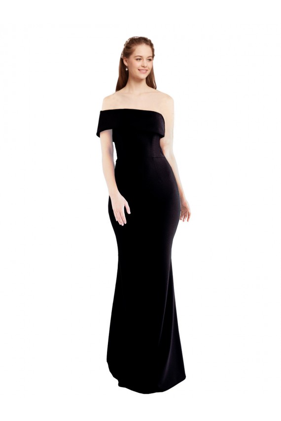 Noir Sirène Crêpe Stretch Longue Formelles Robes demoiselle d'honneur / Robes de soirée / Robes de bal à Bas Prix