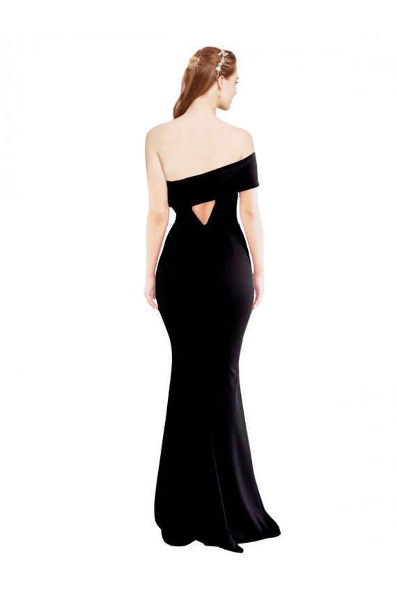 Noir Sirène Crêpe Stretch Longue Formelles Robes demoiselle d'honneur / Robes de soirée / Robes de bal à Bas Prix