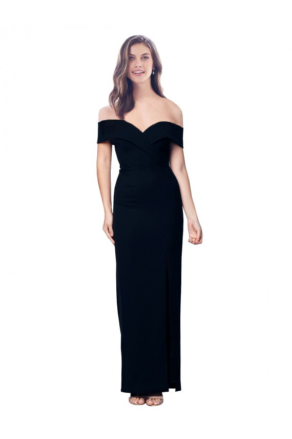 Noir Sirène Épaule Dénudée Crêpe Stretch Longue Formelles Robes demoiselle d'honneur / Robes de soirée / Robes de bal à Bas Prix