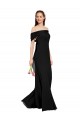 Noir Sirène Épaule Dénudée Mousseline Longue Robes demoiselle d'honneur / Robes de bal à Bas Prix