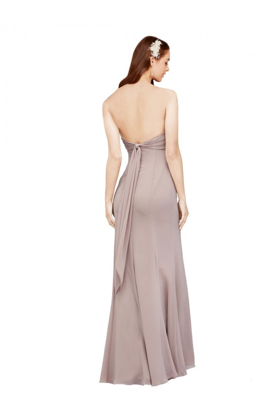 Noir Sirène Épaule Dénudée Mousseline Longue Robes demoiselle d'honneur / Robes de bal à Bas Prix