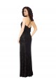 Noir Trapèze Bretelles spaghetti Velours Floral Velours Stretch Longue Robes demoiselle d'honneur à Bas Prix