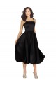 Noir Trapèze Col Carré Satiné Courte Robes demoiselle d'honneur / Robes de bal / Robes de cocktail à Bas Prix