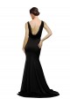 Noir Trapèze Col V Balayage train Satiné Soyeux Longue Formelles Robes demoiselle d'honneur / Robes de soirée / Robes de bal à Bas Prix