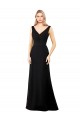 Noir Trapèze Col V Mousseline Longue Robes demoiselle d'honneur / Robes de bal à Bas Prix