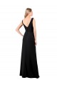 Noir Trapèze Col V Mousseline Longue Robes demoiselle d'honneur / Robes de bal à Bas Prix