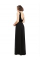 Noir Trapèze Col V Mousseline Velours Longue Robes demoiselle d'honneur / Robes de bal à Bas Prix