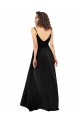 Noir Trapèze Col V Satiné Soyeux Longue Asymétrique Formelles Robes demoiselle d'honneur / Robes de soirée / Robes de bal à Bas Prix