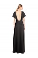 Noir Trapèze Col V Satiné Stretch Longue Formelles Robes demoiselle d'honneur / Robes de soirée / Robes de bal à Bas Prix