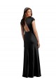 Noir Trapèze Col V Satiné Stretch Longue Formelles Robes demoiselle d'honneur / Robes de soirée / Robes de bal à Bas Prix