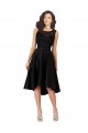 Noir Trapèze Illusion midi Satiné Dentelle Courte Asymétrique Robes demoiselle d'honneur / Robes de cocktail à Bas Prix