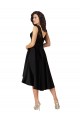 Noir Trapèze Illusion midi Satiné Dentelle Courte Asymétrique Robes demoiselle d'honneur / Robes de cocktail à Bas Prix
