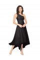 Noir Trapèze Sans bretelle midi Mousseline Courte Asymétrique Robes demoiselle d'honneur / Robes de cocktail à Bas Prix