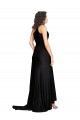 Noir Trapèze Satiné Soyeux Longue Formelles Robes demoiselle d'honneur / Robes de soirée / Robes de bal à Bas Prix