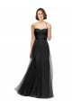 Noir Trapèze Tulle Longue Robes demoiselle d'honneur à Bas Prix