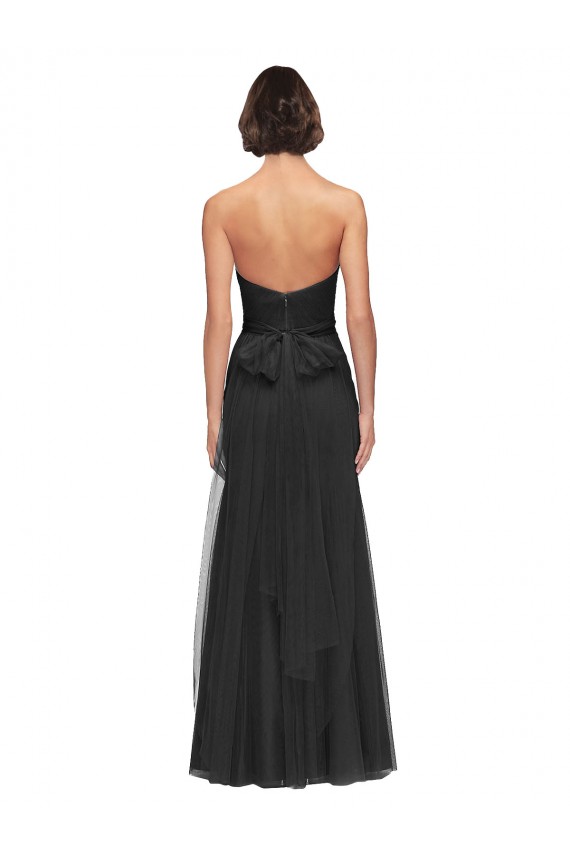 Noir Trapèze Tulle Longue Robes demoiselle d'honneur à Bas Prix